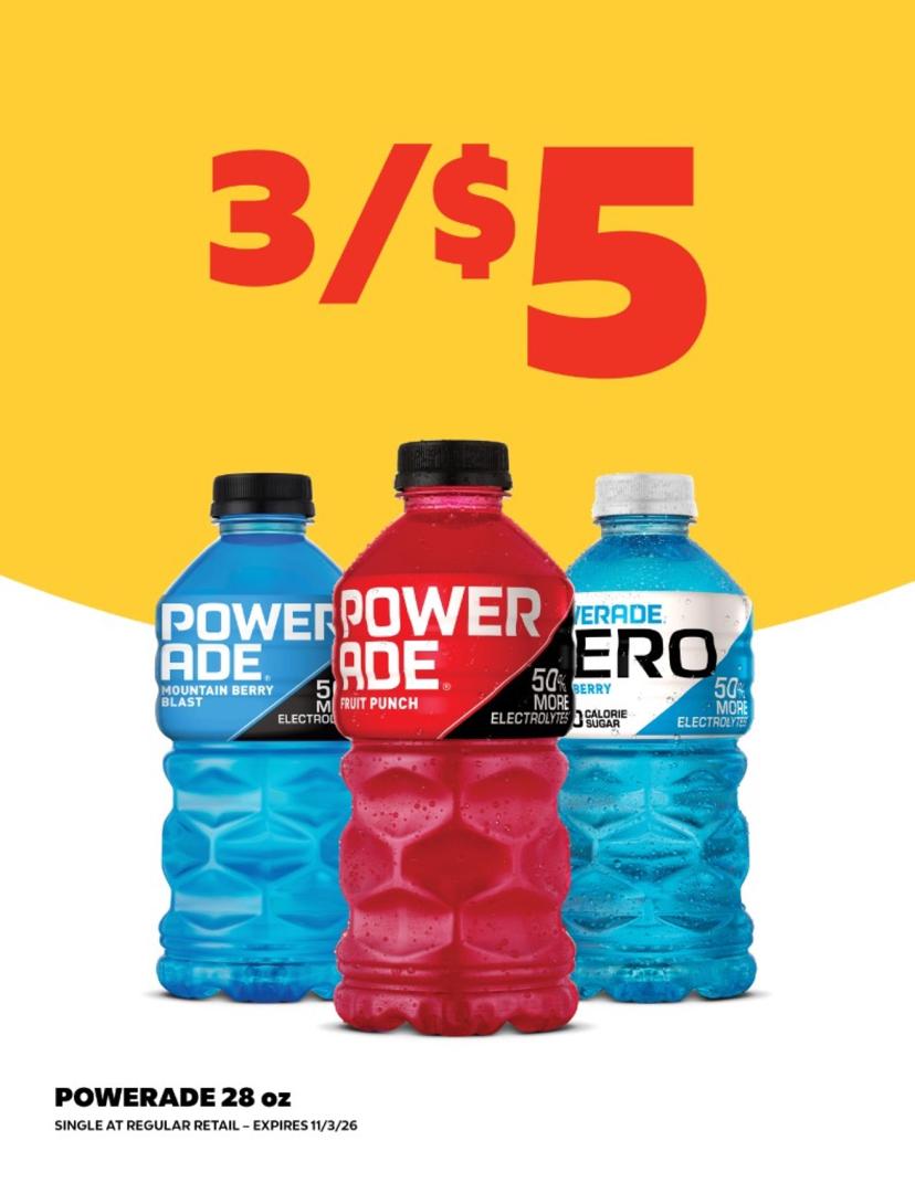 Powerade 28 oz — 3 for $5